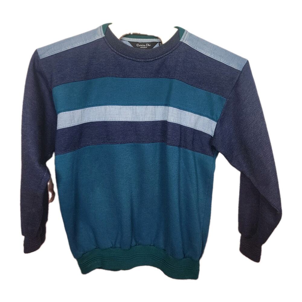 Vintage Christian Dior Monsieur Men's Striped Crewneck Sweatshirt Large L